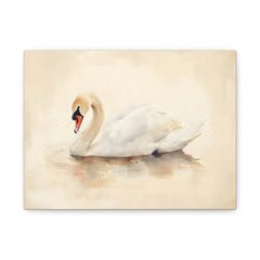 Swan Watercolor Canvas Wall Art — Elegant Swan Matte Stretched Canvas
