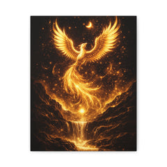 Gold Phoenix Wall Canvas Print — Fiery Mythical Bird Home Decor