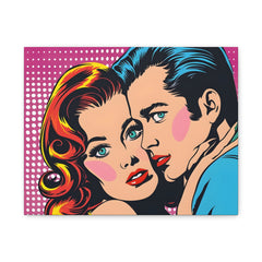 Pop Art Couple Canvas Print — Retro Romance Matte Stretched Wall Art