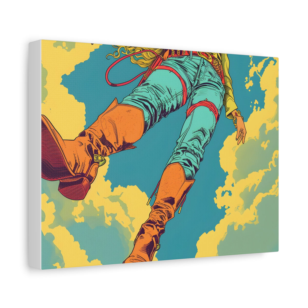 Vintage Surf Sky Canvas Print — Low-Angle Surfer Art Matte Stretched