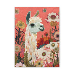Floral Llama Matte Canvas Print