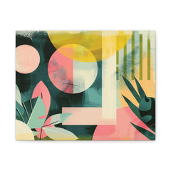 Abstract Tropical Canvas Wall Art – Midcentury Geometric Botanical Print