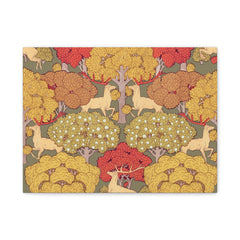 Autumn Deer Forest Canvas Wall Art — Rustic Fall Woodland Stag Print, Matte Stretched 1.25"