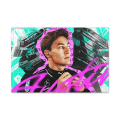Racing Driver Pop Art Canvas — Neon Portrait Matte Stretched Wall Art