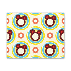 Playful Retro Bear Pattern Matte Canvas Wall Art