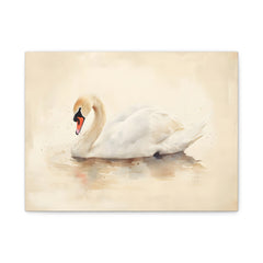 Swan Watercolor Canvas Wall Art — Elegant Swan Matte Stretched Canvas