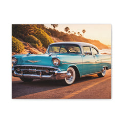 Classic Turquoise 1950s Chevy Canvas Print - Vintage Car Wall Art