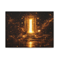 Golden Portal Canvas Wall Art – Illuminated Doorway Spiritual Decor