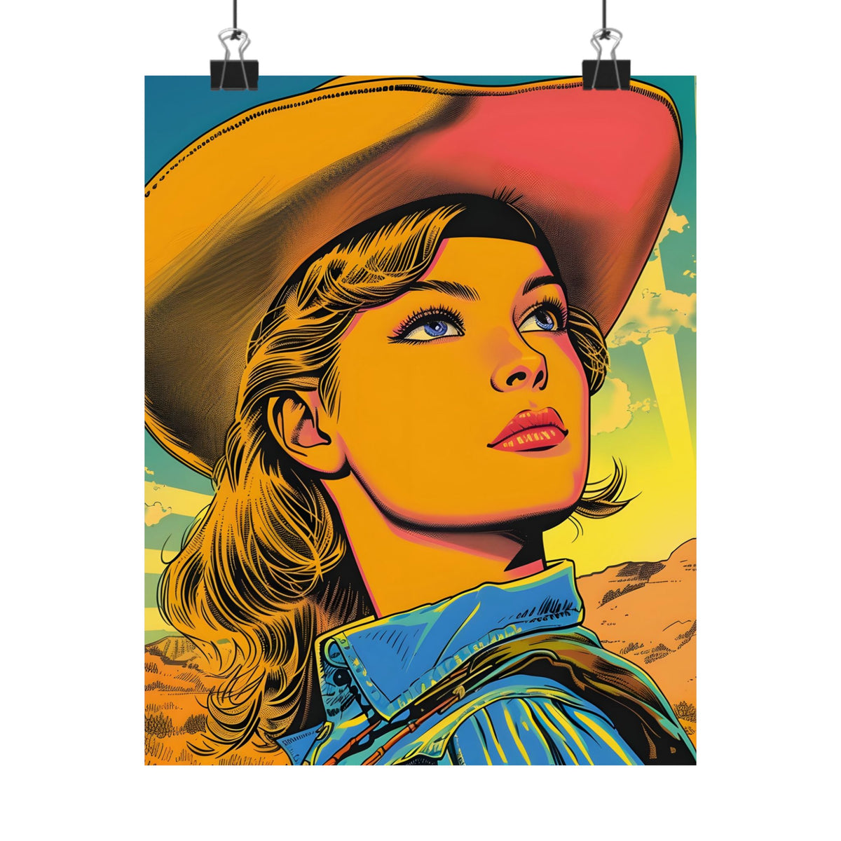 Cowgirl Pop Art Matte Poster — Retro Western Wall Art