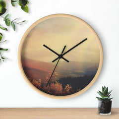 Scenic Sunrise Wall Clock — Rustic Meadow Landscape Timepiece