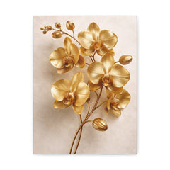 Golden Orchid Canvas Wall Art — Matte Stretched Floral Print