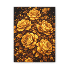 Golden Roses Floral Canvas Print — Matte Stretched Wall Art