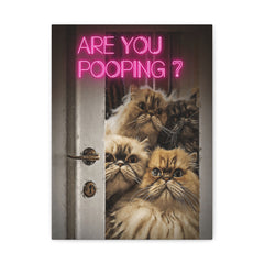 Canvas Wall Art - 'Psst... Pooching?' Neon Cats Matte Stretched Canvas
