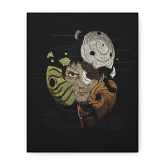 Masked Anime Portrait Canvas Print — Surreal Split-Face Wall Art