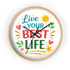 Live Your Best Life Wall Clock — Colorful Inspirational Home Decor
