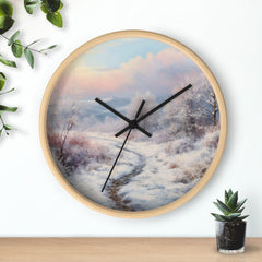 Winter Landscape Wall Clock — Snowy Path Scenic Home Decor Clock