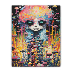 Psychedelic Mushroom Girl Matte Canvas Wall Art