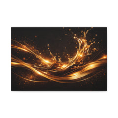 Golden Wave Abstract Matte Canvas Print — Stretched Wall Art