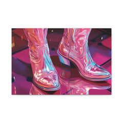 Canvas Wall Art — Shiny Pink Boots Retro Disco Print