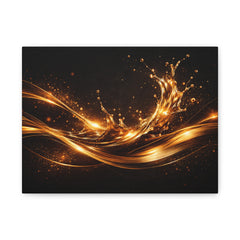 Golden Wave Abstract Matte Canvas Print — Stretched Wall Art