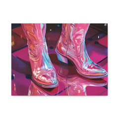 Canvas Wall Art — Shiny Pink Boots Retro Disco Print
