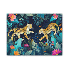 Jungle Leopards Canvas Print — Tropical Botanical Wall Art