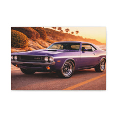 Vintage Purple Muscle Car Canvas Print — Matte Stretched Wall Art