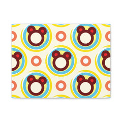 Playful Retro Bear Pattern Matte Canvas Wall Art