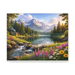 Mountain Lake Landscape Canvas Print — Matte Stretched Wall Art