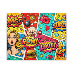 Pop Art Comic Canvas Print — Bright Retro POW! LOVE! Wall Art