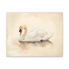 Swan Watercolor Canvas Wall Art — Elegant Swan Matte Stretched Canvas