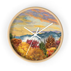Autumn Landscape Wall Clock — Colorful Fall Forest Art Clock
