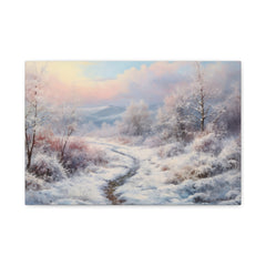 Winter Sunrise Canvas Wall Art — Snowy Path Landscape Matte Stretched Canvas