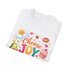 Choose Joy Rainbow T-Shirt — Cute Avocado & Donut Positive Graphic Tee