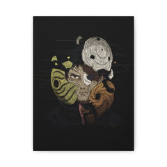 Masked Anime Portrait Canvas Print — Surreal Split-Face Wall Art