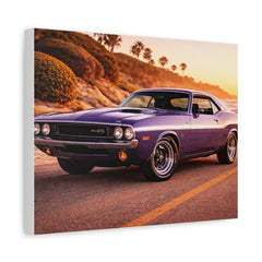 Vintage Purple Muscle Car Canvas Print — Matte Stretched Wall Art