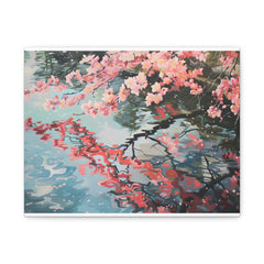 Cherry Blossom Reflection Matte Canvas Print — Stretched Wall Art