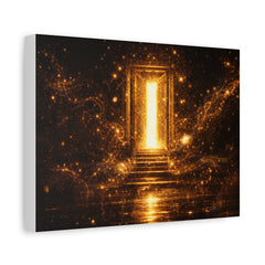 Golden Portal Canvas Wall Art – Illuminated Doorway Spiritual Decor
