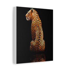Leopard Reflection Matte Canvas Print — Elegant Wildlife Wall Art