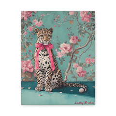 Cheetah with Pink Bow Matte Canvas Art