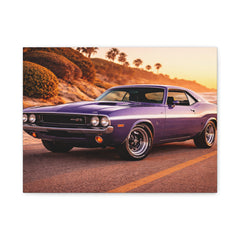 Vintage Purple Muscle Car Canvas Print — Matte Stretched Wall Art