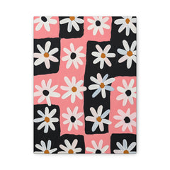 Daisy Patch Canvas Wall Art — Pink & Black Floral Stretched Canvas