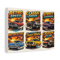 Vintage Muscle Cars Canvas Print — Retro Speed, Classic Drive, Cruisin' Club Artwork