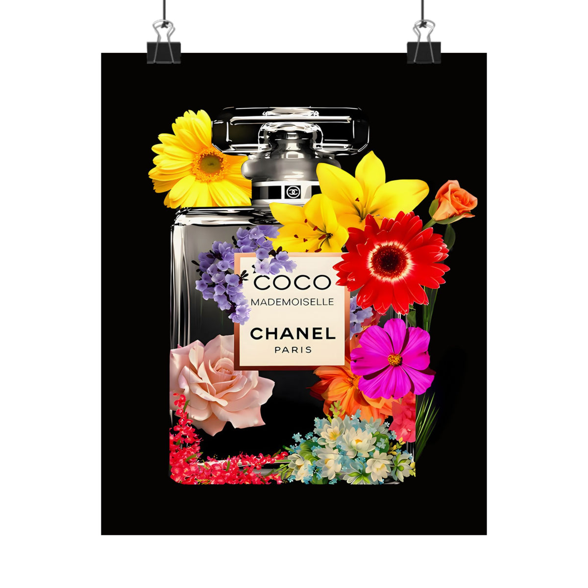 Perfume Bottle Floral Poster - Chanel Coco Mademoiselle Art Print