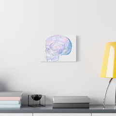 Iridescent Skull Canvas Print — Pastel Holographic Medical Skull Wall Art