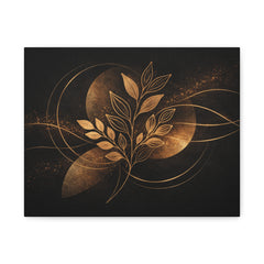 Canvas Wall Art — Golden Botanical Moon Abstract (Matte Stretched)