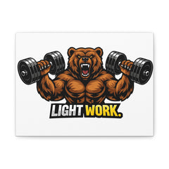 Gym Bear Canvas Wall Art — "Light Work" Motivational Fitness Print