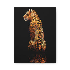 Leopard Reflection Matte Canvas Print — Elegant Wildlife Wall Art