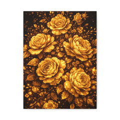 Golden Roses Floral Canvas Print — Matte Stretched Wall Art