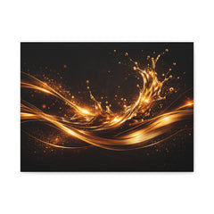Golden Wave Abstract Matte Canvas Print — Stretched Wall Art